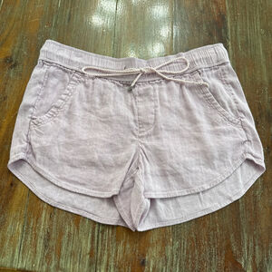 LOFT Lilac Linen Blend Drawstring Shorts S Pull On Elastic Basic Summer